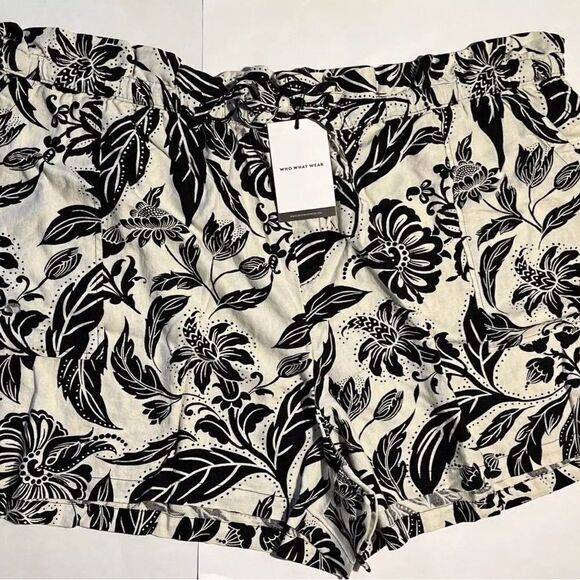 Who What Wear 4X paper bag style shorts linen rayon - Picture 2 of 5